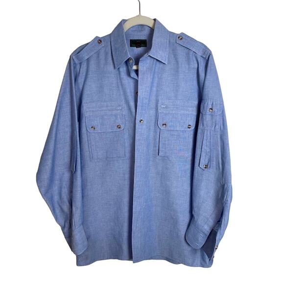 Abercrombie & Fitch Blue Button Down Mens Size M Vintage Long Sleeve Shirt Solid - Picture 1 of 13